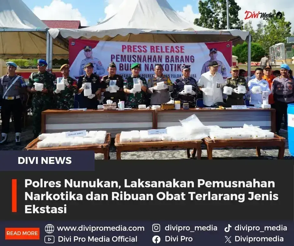 Polres Nunukan, Laksanakan Pemusnahan Narkotika dan Ribuan Obat Terlarang Jenis Ekstasi