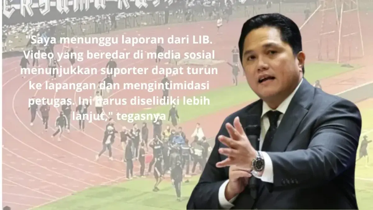 Ketua Umum PSSI, Erick Thohir, menanggapi dengan serius insiden kericuhan yang terjadi setelah pertandingan Persib Bandung melawan Persija Jakarta, yang berakhir dengan skor 2-0 pada 23 September 2024 di Stadion Si Jalak Harupat, Bandung/Divipromedia.com