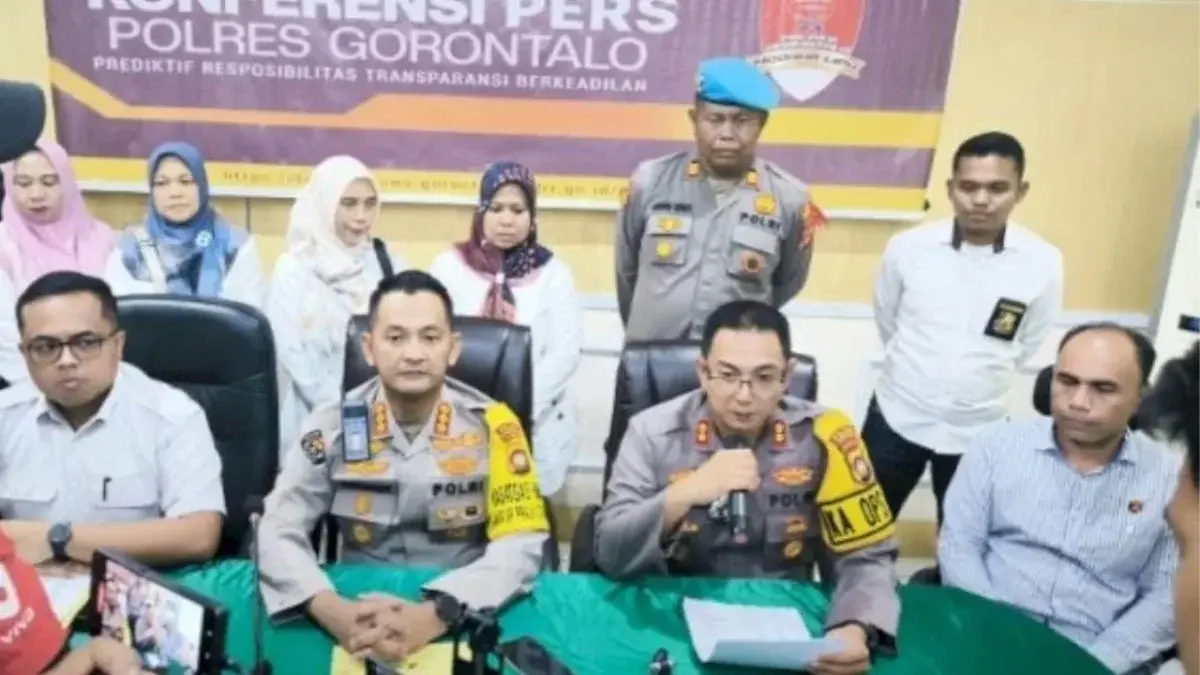 Polres Gorontalo melaksanakan konferensi Pers Terkait video syur oknum guru dan murid/divipromedia.com Polres Gorontalo melaksanakan konferensi Pers Terkait video syur oknum guru dan murid/divipromedia.com