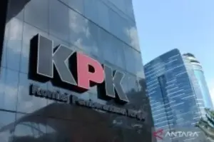 Logo KPK di Gedung Merah Putih KPK, Jakarta Selatan. ANTARA/Fianda Sjofjan Rassat
