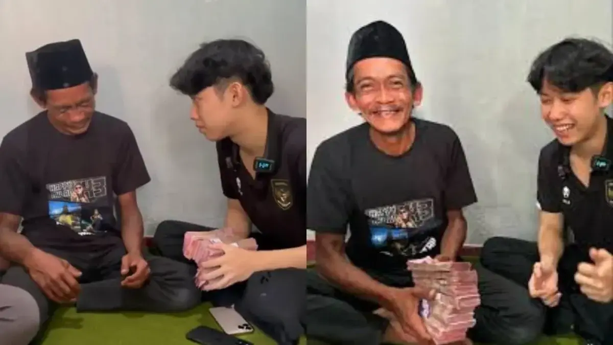 Willie Salim berikan uang 100 juta ke bapak Sunhaji penjual es teh setelah viral di media sosial. (Dok.layar tangkap instagram)
