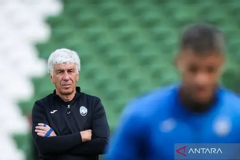 Pelatih Atalanta asal Italia Gian Piero Gasperini. (Photo by Adrian DENNIS / AFP) (AFP/ADRIAN DENNIS)