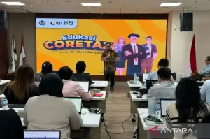 Kepala Kantor Wilayah Direktorat Jenderal Pajak (Kanwil DJP) Jakarta Pusat (Jakpus) Eddi Wahyudi dalam kegiatan edukasi Coretax yang berlangsung di aula Kanwil DJP Jakarta Pusat, Selasa (19/11/2024). (ANTARA/Ho-Kanwil DJP Jakarta Pusat)