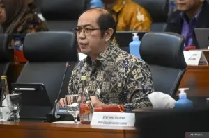Direktur Jenderal Anggaran Kementerian Keuangan Isa Rachmatarwata saat mengikuti rapat kerja DPR bersama Pemerintah di kompleks Parlemen, Jakarta, Selasa (25/6/2024). ANTARA FOTO/Erlangga Bregas Prakoso/tom.