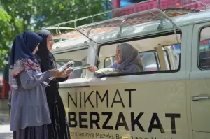 Ilustrasi pembayaran zakat, infak, dan sedekah pada layanan Zakat Vintage yang disediakan oleh Badan Amil Zakat Nasional (Baznas) (ANTARA/HO-Baznas)