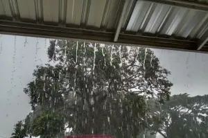 Hujan yang terjadi di wilayah NTB, Selasa (11/02/2025) (ANTARA/Akhyar Rosidi)