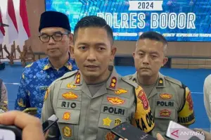 Kapolres Bogor AKBP Rio Wahyu Anggoro di Cibinong, Kabupaten Bogor, Jawa Barat. (ANTARA/M Fikri Setiawan)