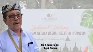  Drs. H. Imron, M, Ag. Bupati Cirebon Saat usai kegiatan retreat di Magelang Provinsi Jawa Tengah. Jum'at, (28/2). (Dok.Wahyu/cc Divi)