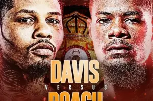 Poster pertarungan tinju WBA Gervonta Davis (kiri) melawan Lamont Roach Jr. (kanan) di Barclays Center, New York, pada Minggu (2/3/2025) WIB. (Laman MMA Fighting)