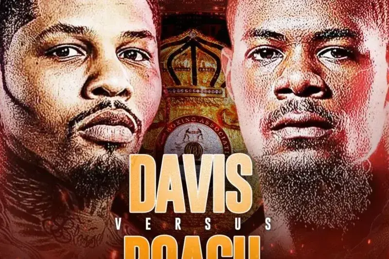 Poster pertarungan tinju WBA Gervonta Davis (kiri) melawan Lamont Roach Jr. (kanan) di Barclays Center, New York, pada Minggu (2/3/2025) WIB. (Laman MMA Fighting)