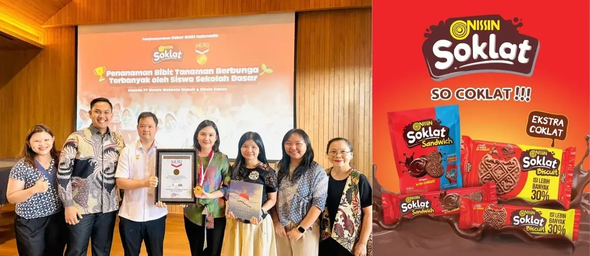 Ribuan Siswa SD Tanam Bunga, Nissin Soklat & PT Monde Mahkota Biskuit Raih Rekor MURI